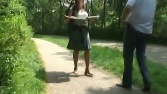 Netherlands Housewife Enjoys Outdoor Doggy In The Woods