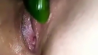 Solo Female Indulges In Masturbation With A Cucumber