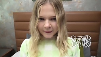 Petite Blonde Teenage Girl Gives Her First Blowjob In This Video