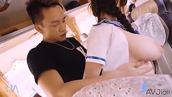 A Taiwanese Woman With Large Natural Breasts Engages In Sexual Activity With An Unfamiliar Man On A Bus